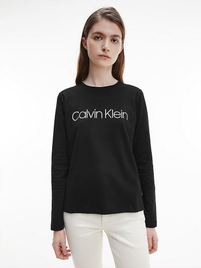 Calvin Klein Ruhák HU893795 | Calvin Klein Organic Cotton Long Sleeve Logo Női Póló Fekete